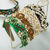 Fashion Baroque Color Glass Drill Cloth Headband Hair Accessories Women main image 1