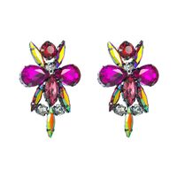 New Creative Flower Colorful Rhinestone Female Alloy Earrings Wholesale main image 4