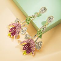 Nuevos Pendientes De Aleación Larga De Flor De Tulipán Creativo Incrustados De Diamantes De Imitación A La Moda main image 4