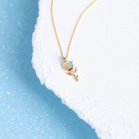 Fashion Star Moon Zircon Pendant Clavicle Chain  Ornament Copper Necklace main image 4