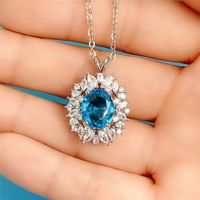 New Faux Sapphire Pendant Colored Gems Necklace main image 4