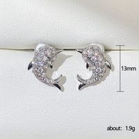 Exquisite And Small Rhinestone Dolphin Ear Studs main image 4