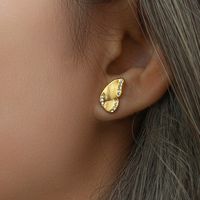 Fashion Animal Earrings Jewelry Stainless Steel Plated 18k Gold Butterfly Zircon Stud Earrings main image 5