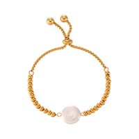 Retro Style Pearl Stainless Steel Plated 18k Beads Drawstring Bracelet main image 5