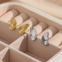 Fashion Animal Earrings Jewelry Stainless Steel Plated 18k Gold Butterfly Zircon Stud Earrings main image 6