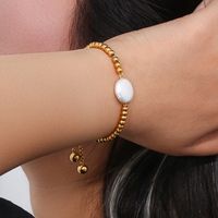 Rétro Style Perle En Acier Inoxydable Plaqué 18k Perles Cordon Bracelet main image 6