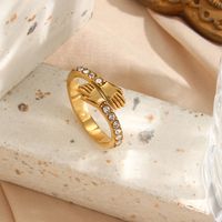 Fashion Hand Stainless Steel Zircon Gold Plated Rings main image 1