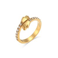 Fashion Hand Stainless Steel Zircon Gold Plated Rings main image 5
