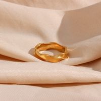 Fashion Stainless Steel 18k Gold Plating Geometric Water Ripple Ring main image 1