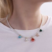 Fashion Creativity Pomegranate Butterfly Geometric Pearl Shaped Pendant Necklace main image 2