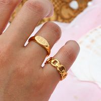 Fashion Number Stainless Steel No Inlaid Gold Plated Rings main image 3