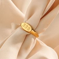 Fashion Number Stainless Steel No Inlaid Gold Plated Rings main image 2
