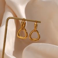 Fashion Ear Hoop Jewelry Stainless Steel Geometric Triangle Buckle Earrings main image 5