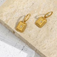 Retro Vintage Style Geometric Star Stainless Steel Plating Zircon Gold Plated Earrings Necklace main image 6