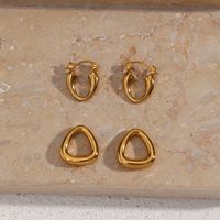 Fashion Ear Hoop Jewelry Stainless Steel Geometric Triangle Buckle Earrings main image 6