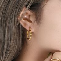 Fashion Stainless Steel Plated 18k Colorful Oil Woven Texture Earrings main image 6