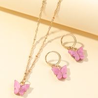 Explosive Accessories Multicolor Butterfly Necklace Earring Set Temperament Small Butterfly Jewelry Wholesale Nihaojewelry sku image 4