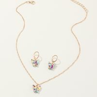 Explosive Accessories Multicolor Butterfly Necklace Earring Set Temperament Small Butterfly Jewelry Wholesale Nihaojewelry sku image 5