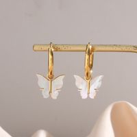 Fashion Shell Butterfly Eardrop Jewelry Stainless Steel White Shell Butterfly Pendant Necklace main image 4