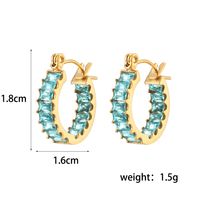 Fashion Round Plating Stainless Steel Zircon Gold Plated Earrings main image 3