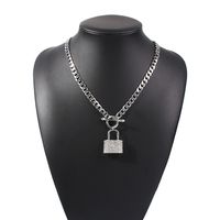 Personality Jewelry Fashion Punk Style Necklace Creative Metal Lock Diamond Pendant Necklace Wholesale Nihaojewelry sku image 2