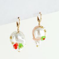 Fashion Jewelry Imitation Baroque Pearl Weave Flower Shaped Beaded  Earrings main image 3