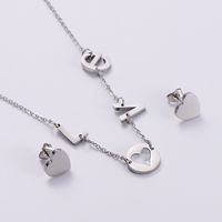 Fashion Letters Love Heart  Necklace Ear Stud Couple Wear main image 3