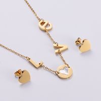 Fashion Letters Love Heart  Necklace Ear Stud Couple Wear main image 1