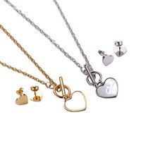 304 Stainless Steel 18K Gold Plated Fashion Plating Heart Shell Earrings Necklace main image 2