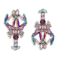 Fashion Exaggerated Personality Color Diamond Crayfish Earrings Niche Design Fashion Cute Fashion Earrings Wholesale Nihaojewelry sku image 5
