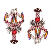 Fashion Exaggerated Personality Color Diamond Crayfish Earrings Niche Design Fashion Cute Fashion Earrings Wholesale Nihaojewelry sku image 4