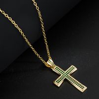 Fashion Copper Plated Real Gold Micro Inlaid Color Zircon Pendant Necklace main image 2