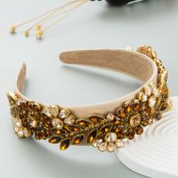Fashion Baroque Color Glass Drill Cloth Headband Hair Accessories Women main image 3