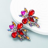 New Creative Flower Colorful Rhinestone Female Alloy Earrings Wholesale main image 5