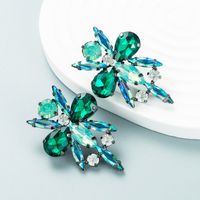 New Creative Flower Colorful Rhinestone Female Alloy Earrings Wholesale main image 6