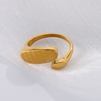 Fashion Stainless Steel Honeycomb Mesh Stainless Steel 18k Gold Plating Open Adjustable Ring main image 2