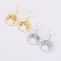 Fashion New Stainless Steel Round Hollow Angel Wings Ear Hook main image 3