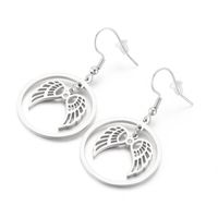 Fashion New Stainless Steel Round Hollow Angel Wings Ear Hook main image 2