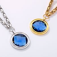 Fashion New Stainless Steel Single-piece Chain Round Multi-color Glass Stone Female Bracelet And Necklace Set main image 5