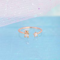 Fashion Star Bear Copper Zirconium Plated Real Gold Open Ring main image 5