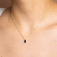 Fashion Simple Rectangular Zircon Pendant  Plated 18k Real Gold Color Retention Copper Necklace main image 1