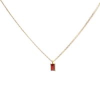 Fashion Simple Rectangular Zircon Pendant  Plated 18k Real Gold Color Retention Copper Necklace main image 5