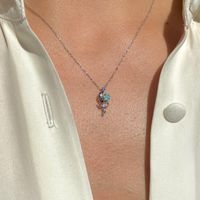 Fashion Star Moon Zircon Pendant Clavicle Chain  Ornament Copper Necklace main image 5