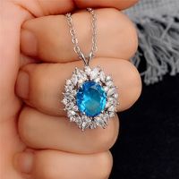 New Faux Sapphire Pendant Colored Gems Necklace main image 5