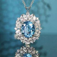 New Faux Sapphire Pendant Colored Gems Necklace main image 1