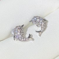 Exquisite And Small Rhinestone Dolphin Ear Studs main image 5