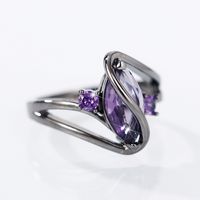 Black Purple Horse Eye Ring Trendy Fashion Zircon Ring main image 5