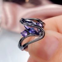 Black Purple Horse Eye Ring Trendy Fashion Zircon Ring main image 6
