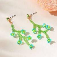 Fashion Jewelry Rice-shaped Beads Stringed  Flower Shaped Earrings main image 1