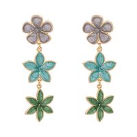 Fashion Retro Lilac Oil Drop Flower Earrings Three Earrings Personalized Earrings Wholesale Nihaojewelry sku image 5